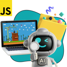 Язык программирования JavaScript + AI. Проектное обучение + геймификация + AI-помощники - КИБЕРшкола программирования для детей, компьютерные курсы для школьников, начинающих и подростков - KIBERone г. Ейск